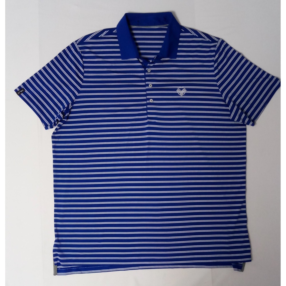 RLX Ralph Lauren Stretch Golf Polo Shirt Men's XXL Blue White Striped